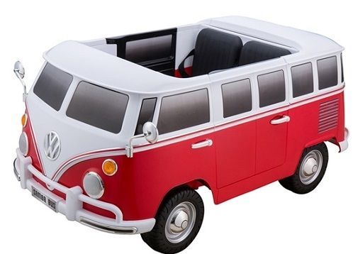 furgoneta vw de juguete para niños electrica roja y blanca